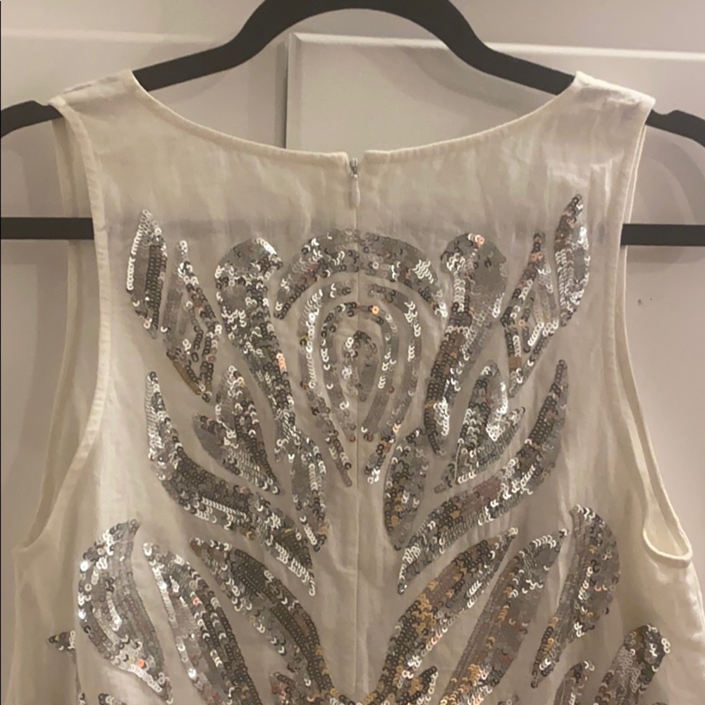 Calypso Silver Sequin Linen Mini Shift Dress - image 5